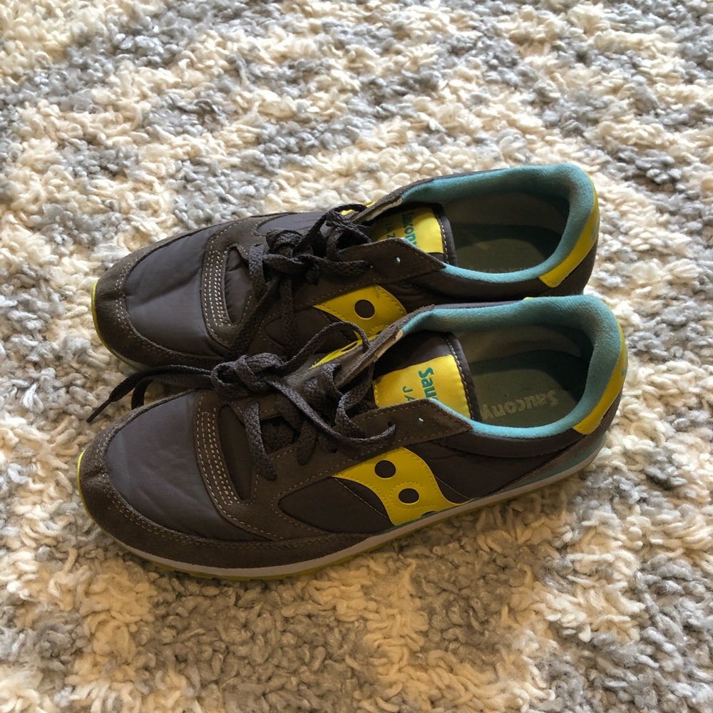 Saucony Jazz Lime, Turquoise and Grey Sneakers